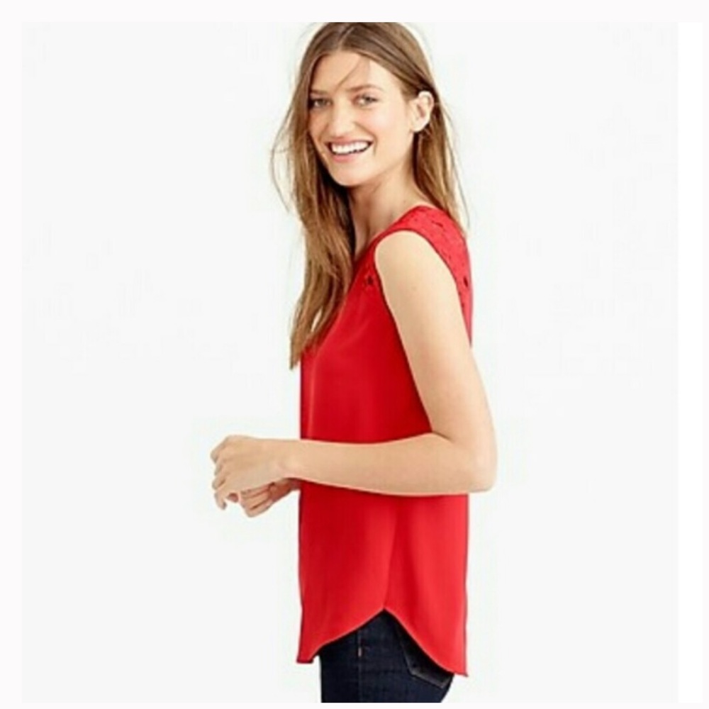 J. Crew black Floral Lace Shoulder Top - Picture 3 of 9